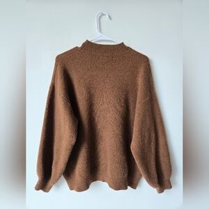 Drop shoulder brown sweater